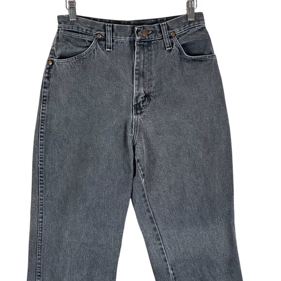 VTG Wrangler Jeans Womens 10 Washed Black High Rise Tapered Made In USA Retro - Picture 2 of 5